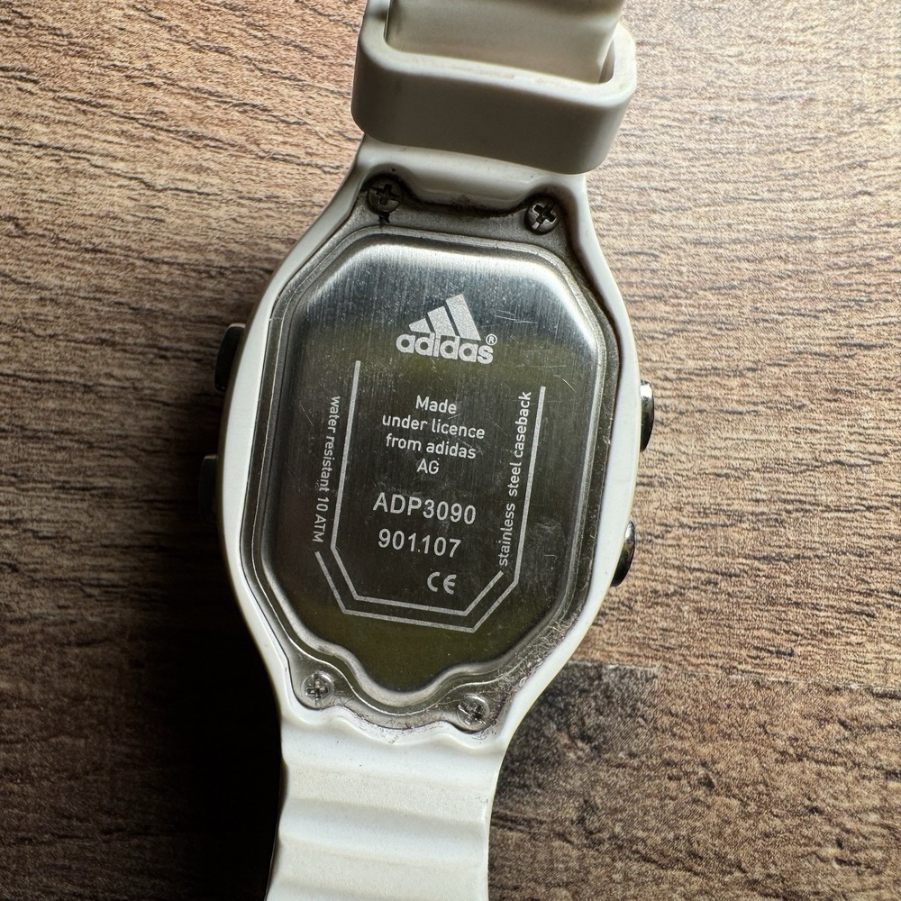 Adidas Women ADP3090 Sport White Rubber Band Quartz Digital 33mm Watch 6 1/2"
